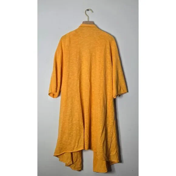 Eileen Fisher Open Front Cardigan Size 2X Linen Cotton Blend Orange Light Weight - Picture 4 of 6